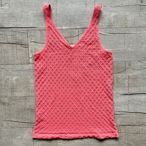Anthropolgoie Eloise Pink Textured Coral Retro Festival Y2K CUTE Tank Top LARGE